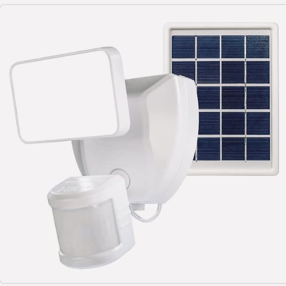 SECUR360 Voice Activated Wi-Fi Connected White Motion Activated Solar Operated Integrated LED Outdoor Security Flood Light