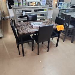 Faux Marble 5 Pc Dinning Set.  Huge Sale 