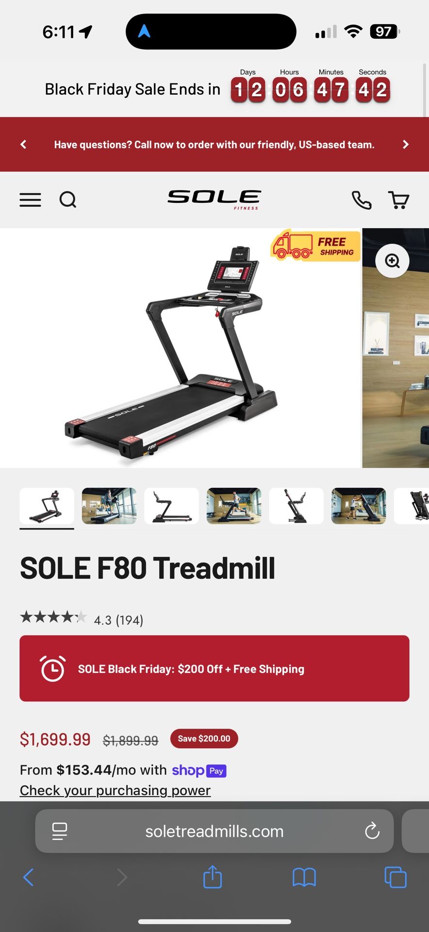Sole F80 2022 Treadmill