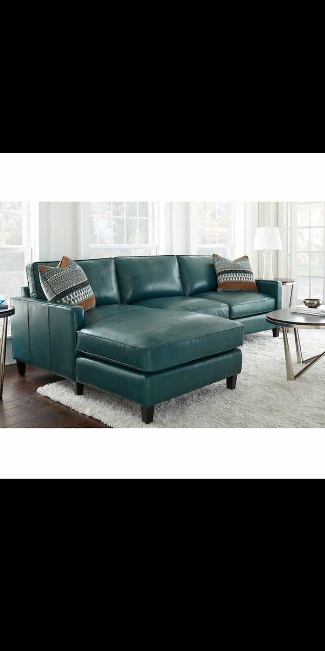 Andersen Top Grain Leather Chaise Sectional - Dark Turquoise ★★★★★ Recently Purchased for $2,499.99 plus tax Selling Now for ONLY $350