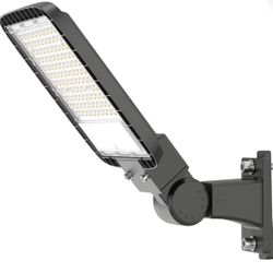 150W Led Parking Lot Light Arm Mount with Dusk to Dawn Photocell 110V/120V Pole Flood Lights 5000K Outdoor Street Light IP65 Waterproof Commercial Are