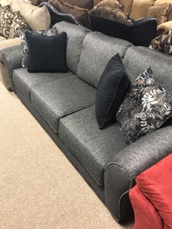 Brand New Grey Couch by Serta with Warranty! More sectional deals as well as couch and loveseat deals!