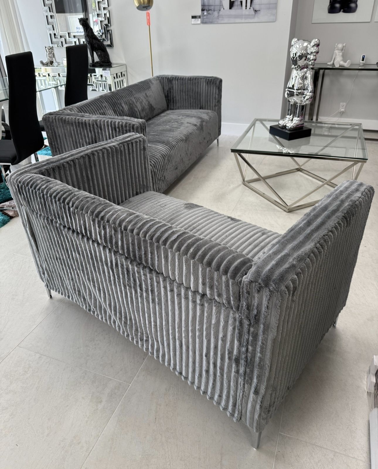 Grey Or Black Velvet Sofa & Loveseat. 🔥buy Now Pay Later