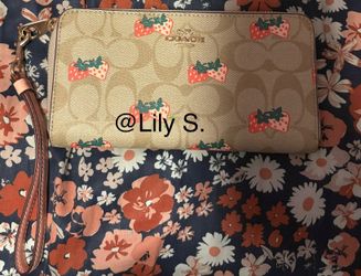 Coach Long Zip Around Wallet In Strawberry Print