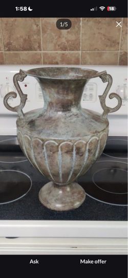 Decorative Metal Urn Vase with Handles