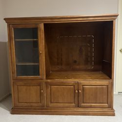 Solid Wood Entertainment Center / Media Console with Glass Display