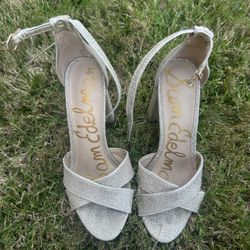 SAM EDELMAN Yancy Metallic Textured Sandals