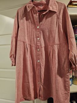 New Womens Button Up Long Sleeve Dress