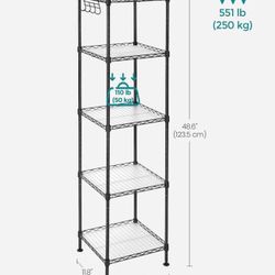 SONGMICS 5 Tier Bathroom Shelf Storage Rack - Black