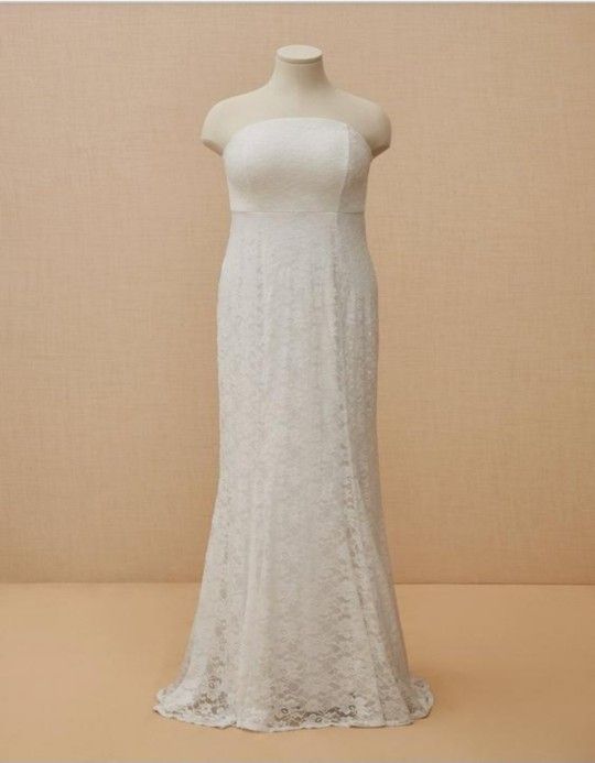 Torrid White Lace Strapless Fit & Flare Wedding Dress