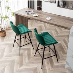 *Brand New In Box* Velvet Upholstered Island Stools, Bartools Set of 2
