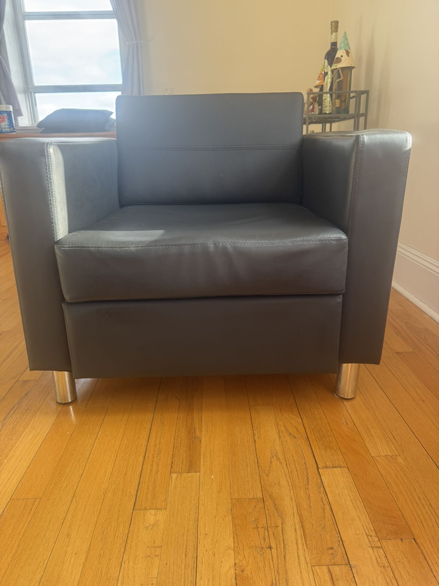 Black Faux Leather Chair