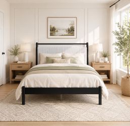 Queen Size Black & Gray Bed Frame
