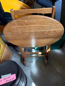 1980s Solid Oak tv Trays