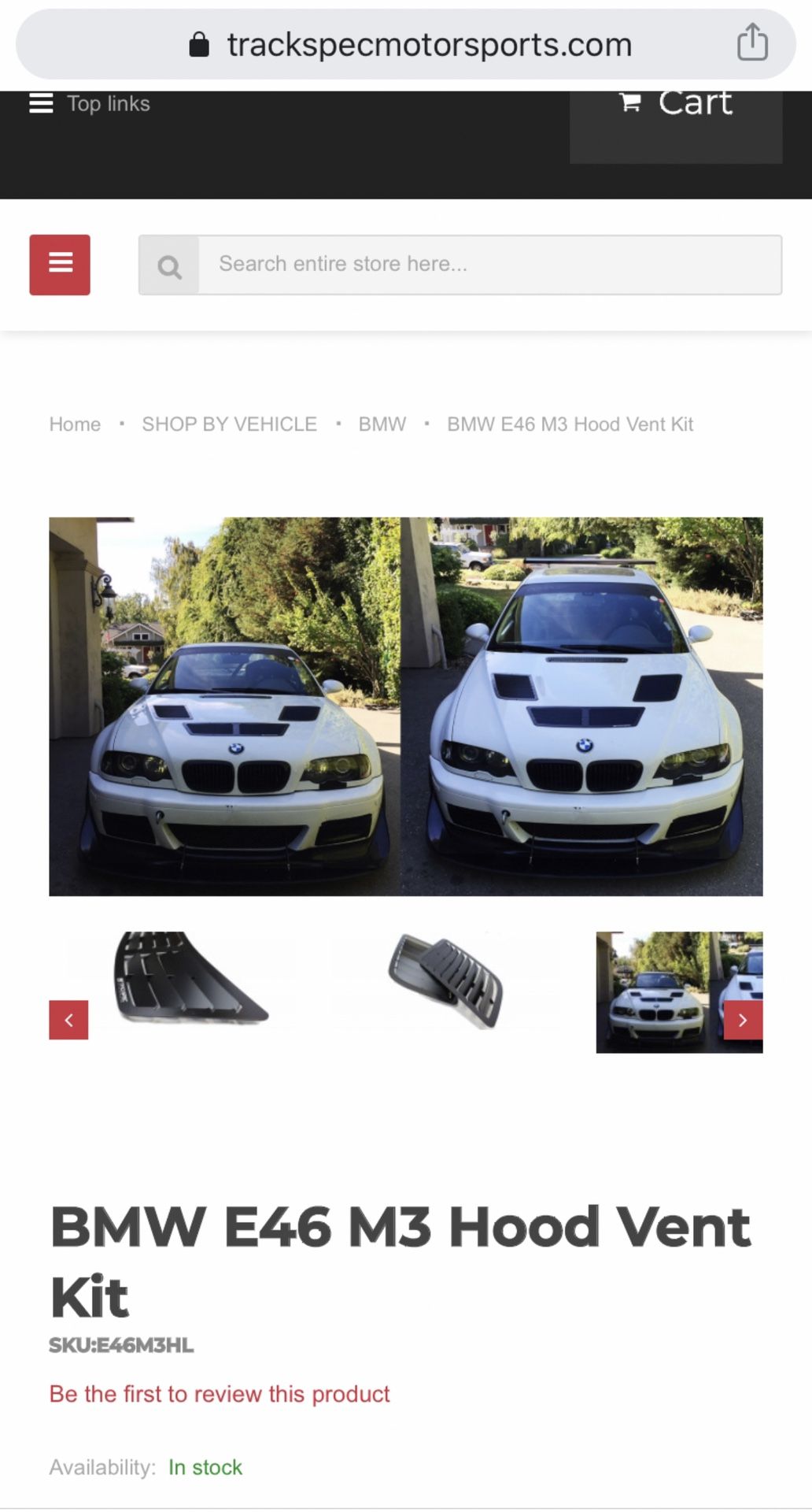 Trackspec Hood Vent Kit For E46 m3 Or Non M (brand New In Box)