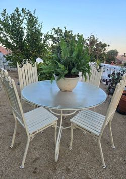 Wrought iron Mid century modern  patio table set