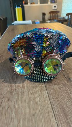 Steampunk Festival Hat + Spiked Goggles Adjustable Burning man
