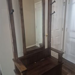 Hall Tree  with Mirror And Bench
