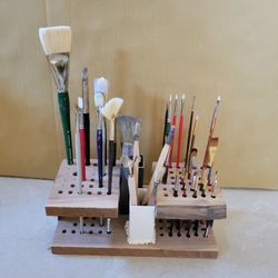 Paint Brush Rack And Brushes