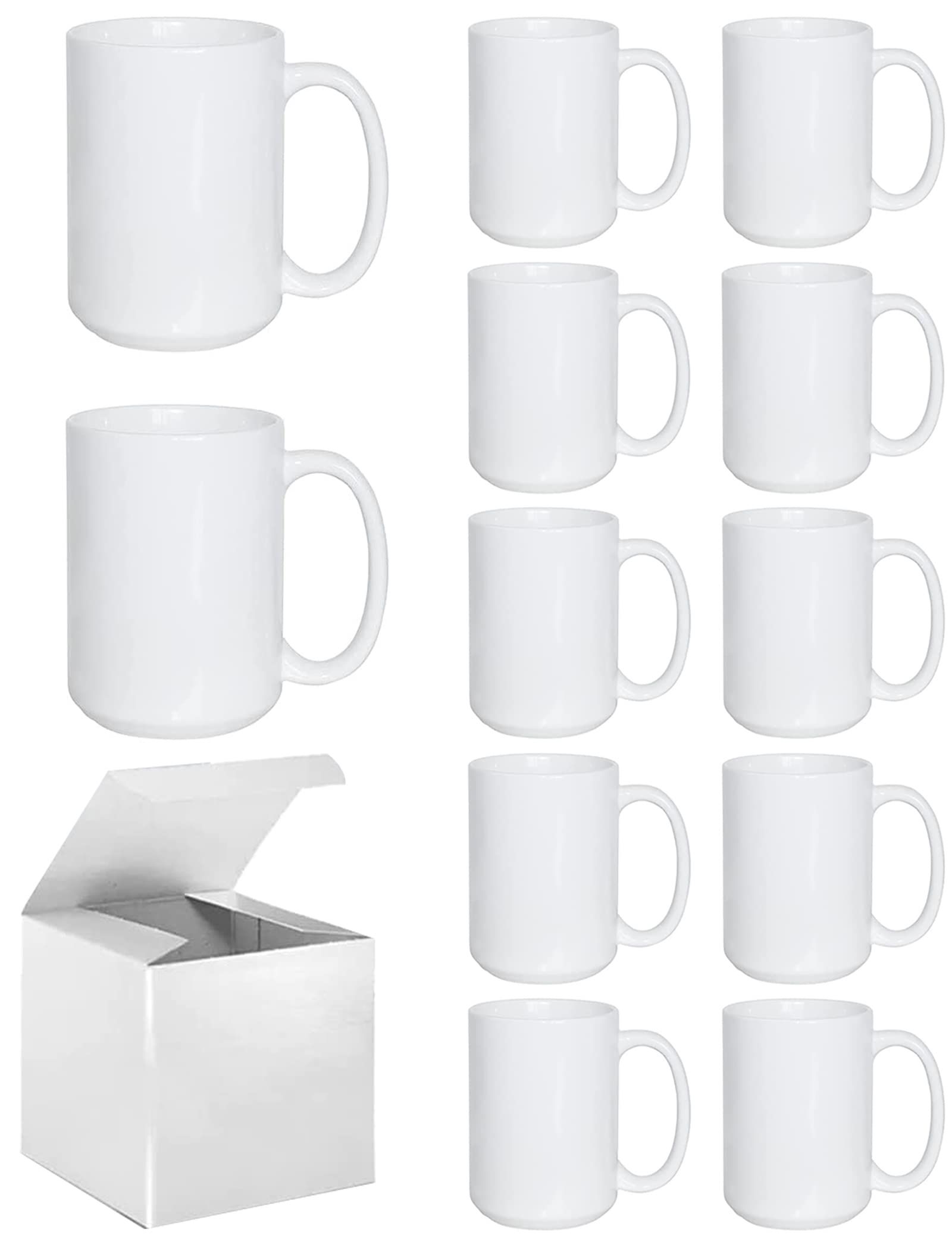 ABBSH Sublimation Coffee Mugs, Sublimation Mugs 15 Oz White Coffee Mugs Tazas Para Sublimacion Sublimation Cups With Box For Coffee, Soup, Tea, Milk, 