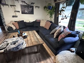 Large Blue Corner Couch 