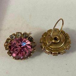 Aretes Gold Filled Piedras Rosa Joyería Antigua 