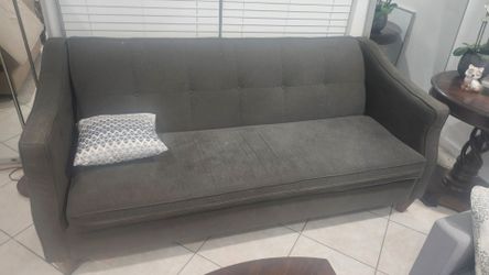 Dark Gray Tufted Fabric Sofa