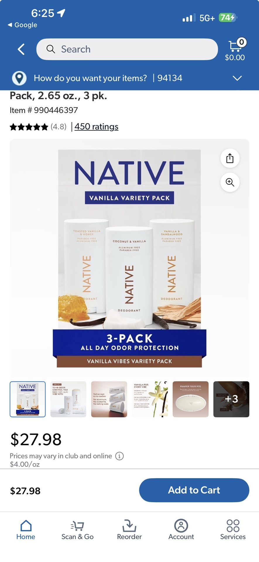 New in box Native vanilla variety pack (3) deodorants