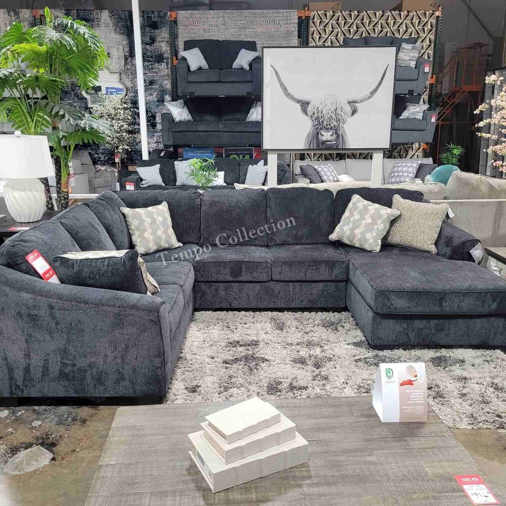 Large 3 Pcs Sectional with Chaise, Slate Color, SKU#1041303R3