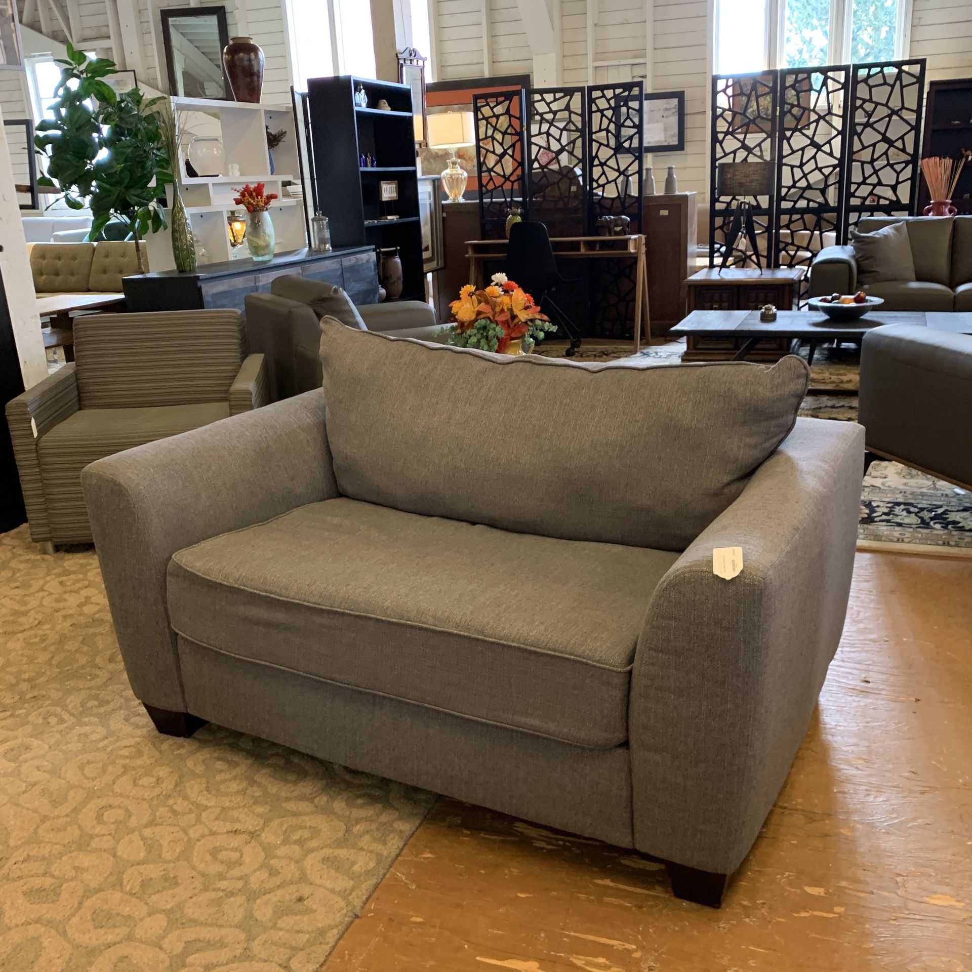Grey Fabric Loveseat 