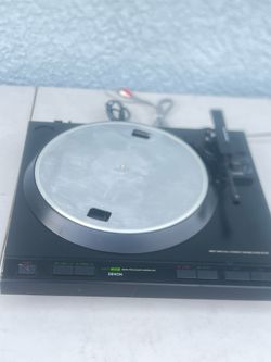 Denon DP-35f Automatic Turntable For Parts Or Repairs. Sold as is no returns minimal testing done .  Unit powers on  Arm was manually lifted and table