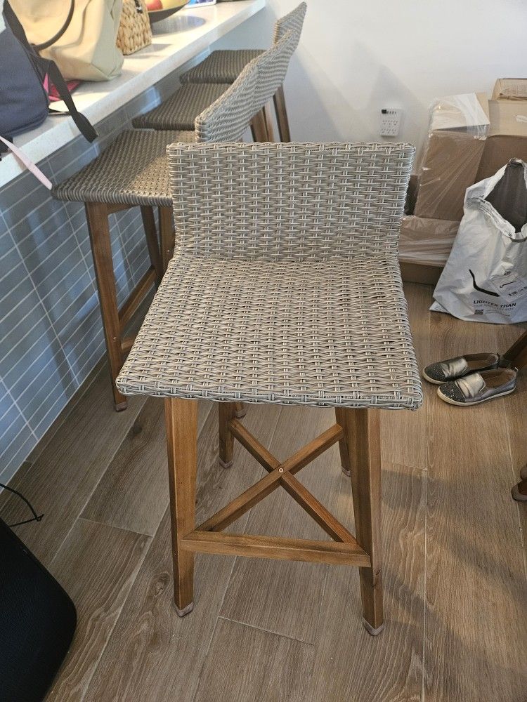 Wayfairrattan and wood bar stool Chairs