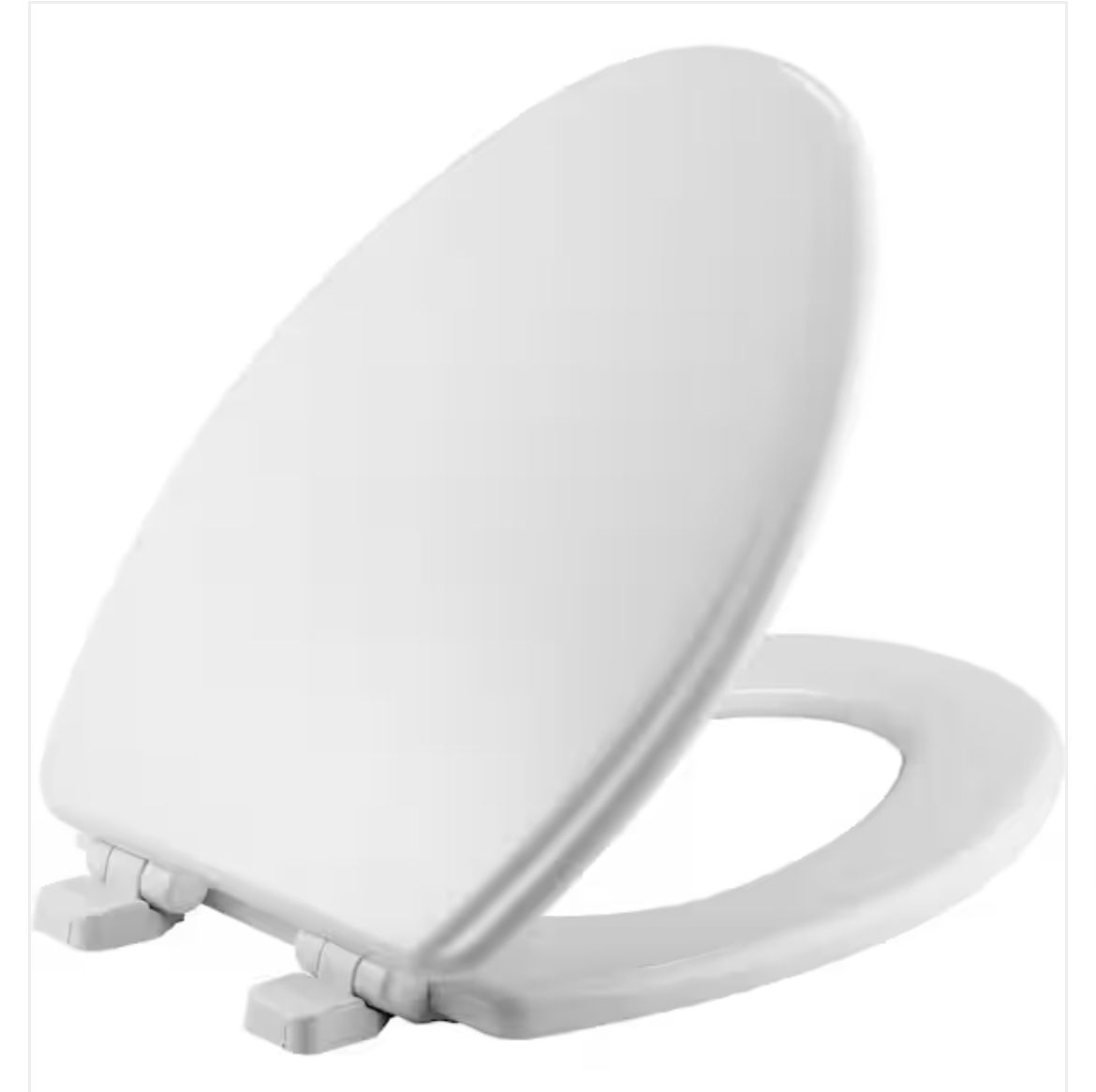 BEMIS Jamestown Never Loosens Elongated Closed Front Enameled Wood Toilet Seat in White with Adjustability and Slow Close