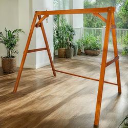 Heavy Duty 1000 LBS Wooden Porch Swing Frame, Swing Stand Set for Outdoor Porch Swing，Outdoor Swings Set for Backyard,Patio, Lawn & Garden