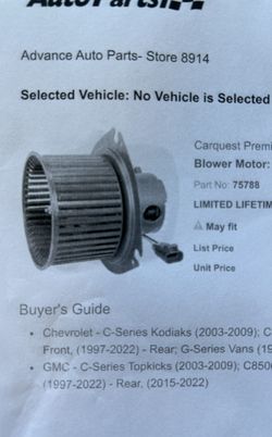 GMC Chev Blower Motor