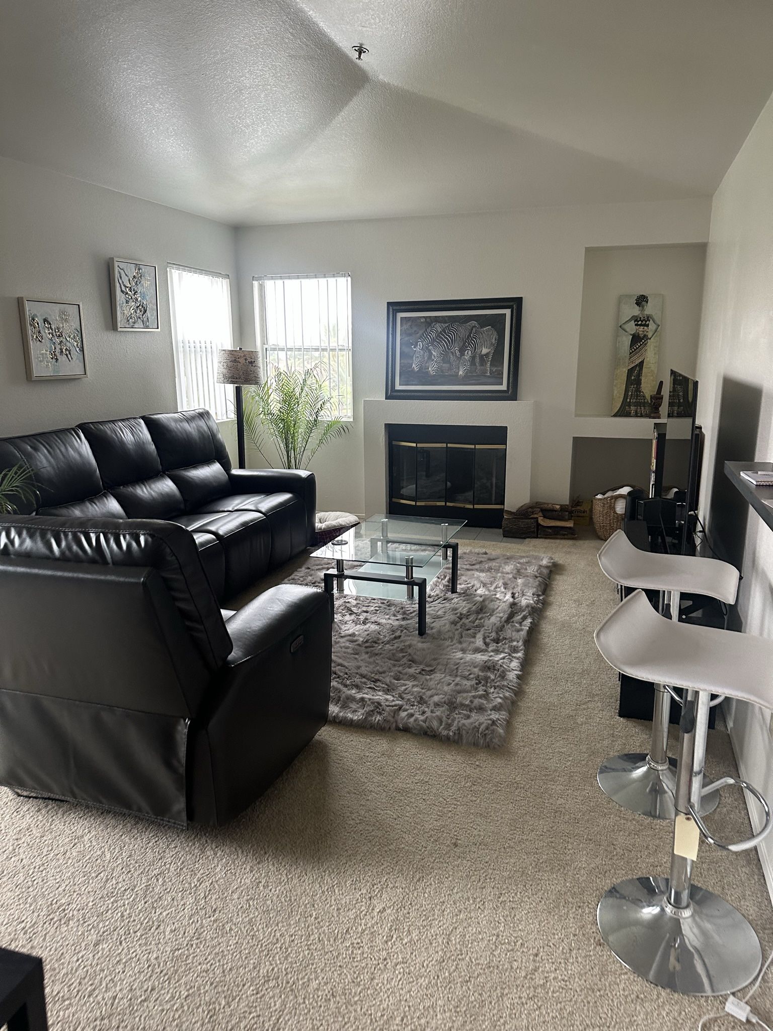 Power Reclining Leather Sofa - Charcoal Gray