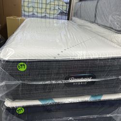 TWIN XL SIMMONS BEAUTYREST HYBRID MATTRESS & BOX SPRING BED SET