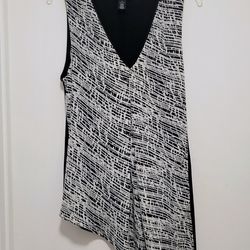 White House Black Market Assymetrical Sleeveless V-Neck Tank Top Lined Women's L