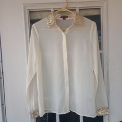 Jupiter Ln Button down long sleeve top sz M