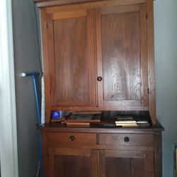 Antique Cherry Step Back Cupboard