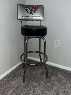 Corvette Logo Bar Stool with Backrest