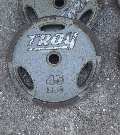 2-45 lb Troy interlocking Olympic plates