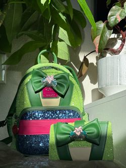 Princess Mulan Sequin Loungefly backpack and wallet