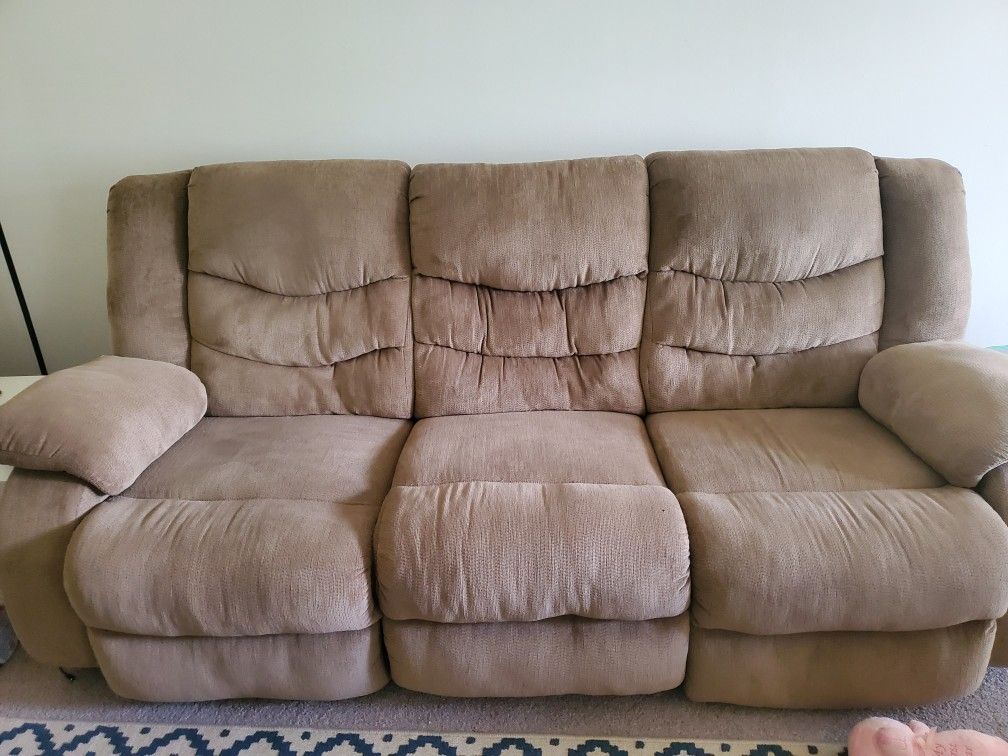 Fabric Reclining sofa, pickup only