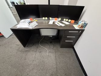Curved Office Desk with Drawer Pedestal - Glass front