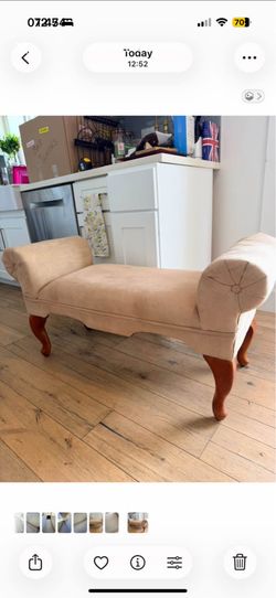 Beige Rolled Arm Bench