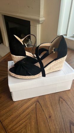 Black Espadrille Wedges Sandals
