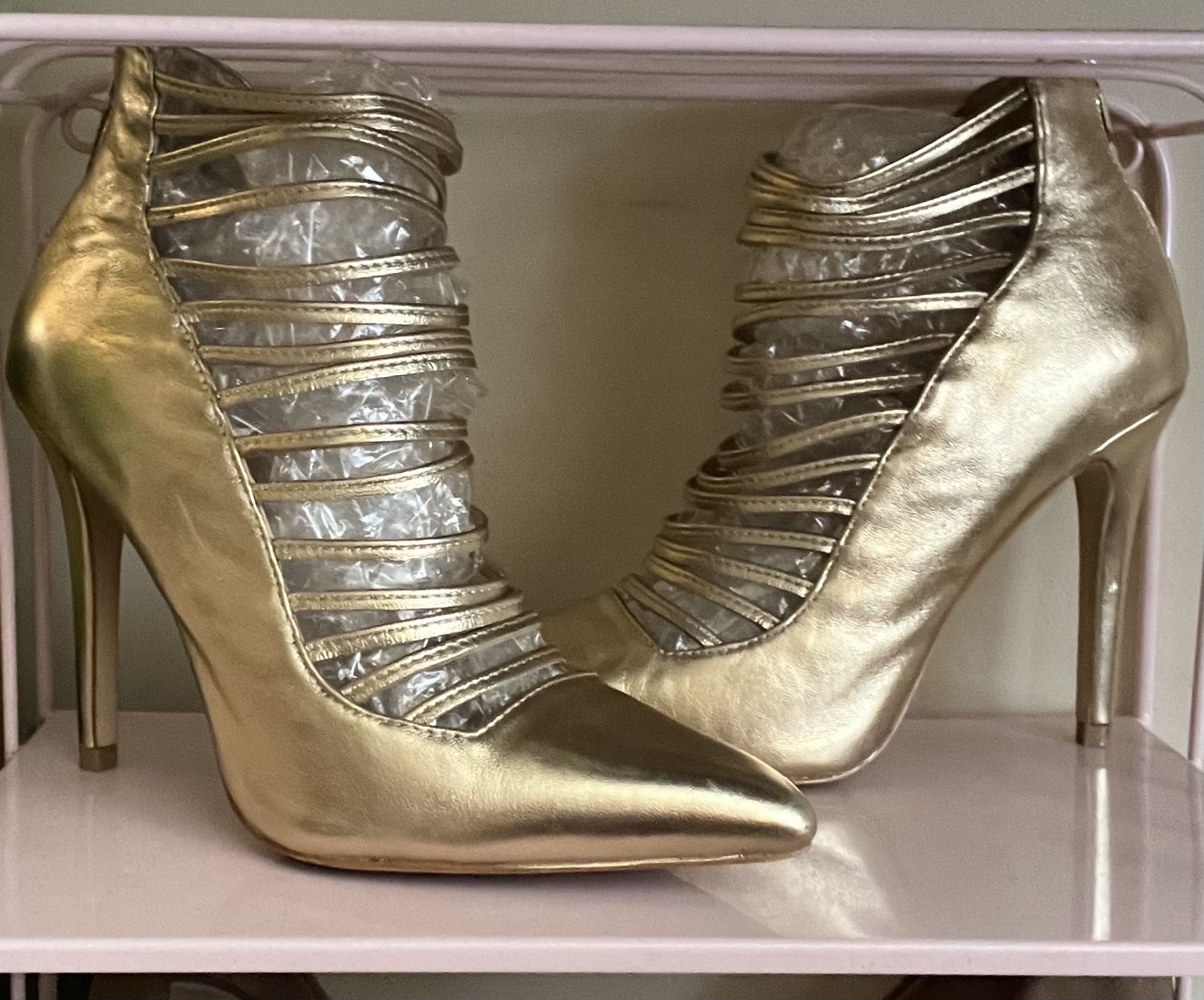 ALDO Strappy Gold Astevia Heels And