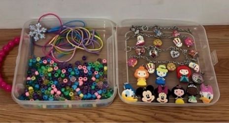 Kids Jewelry & Craft Bead Lot with Disney Charms