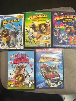 Lot of 5 MADAGASCAR 1-3 + MADLY + Merry Christmas DVD Movie Bundle some sealed